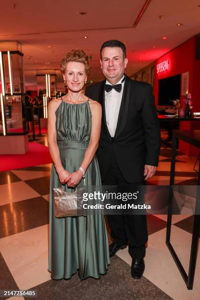 Solveig Orlowski and Hubertus Heil attend the Bundespresseball on April 12, 2024 in Berlin, Germany.