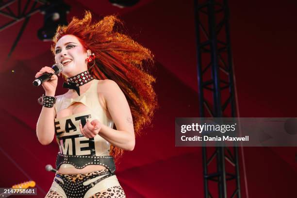 Chappell Roan performs during the first day at the Coachella Valley Music and Arts Festival on Friday, April 12, 2024 in Indio, CA.