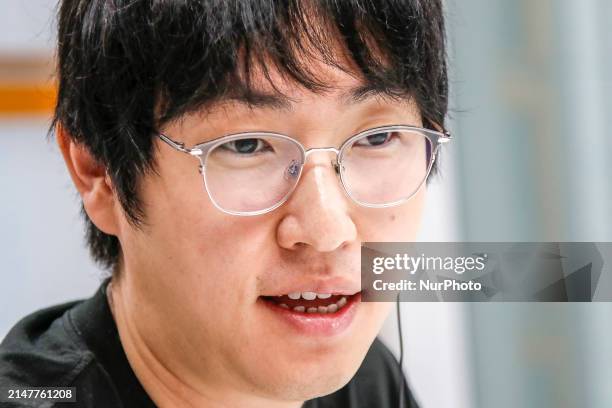 In Sungnam, South Korea, on June 29 Ha Jung Woo, the Director of NHN AI Lab, is answering questions from a reporter during their interview in the...
