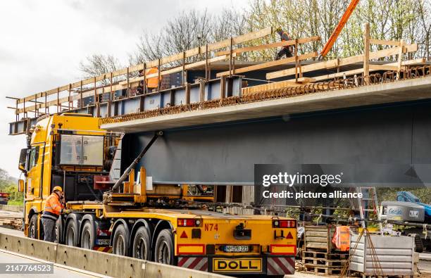 April 2024, Schleswig-Holstein, Owschlag: At a construction site on the A7 highway between the Owschlag and Rendsburg/Büdelsdorf junctions,...