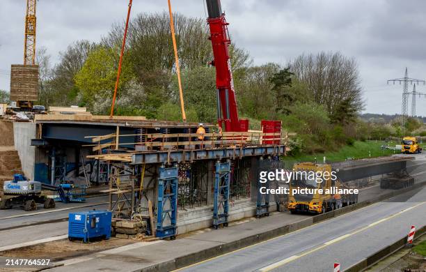April 2024, Schleswig-Holstein, Owschlag: At a construction site on the A7 highway between the Owschlag and Rendsburg/Büdelsdorf junctions,...