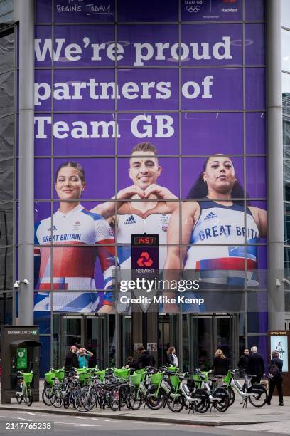 Team GB BMX cyclist Beth Shriever, gymnast Max Whitlock, a three time Olympic champion and weightlifter Emily Campbell featuring on a large scale...