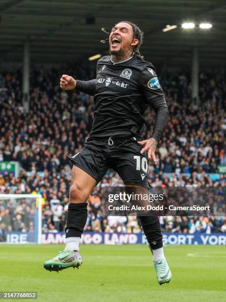 Blackburn Rovers' Tyrhys Dolan celebrates his side's opening goal during the Sky Bet Championship match between Leeds United and Blackburn Rovers at...