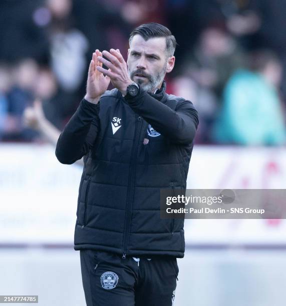 Motherwell Manager Stuart Kettlewell at Full Time during a cinch Premiership match between Motherwell and Hibernian at Fir Park, on April 13 in...