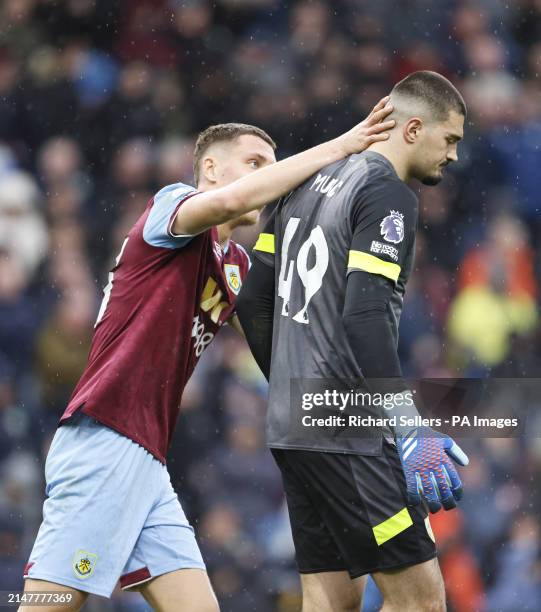 Burnley goalkeeper Arijanet Muric reacts after conceding an own goal, Brighton and Hove Albion's first of the game during the Premier League match at...