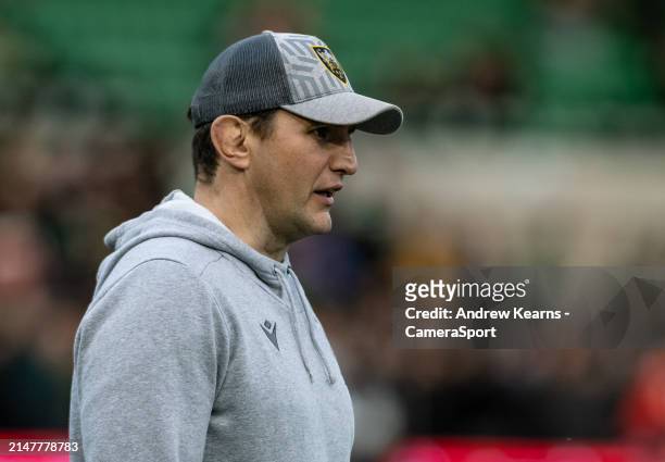 Phil Dowson, head coach of Northampton Saints looks on during the Investec Champions Cup Quarter Final match between Northampton Saints and Vodacom...