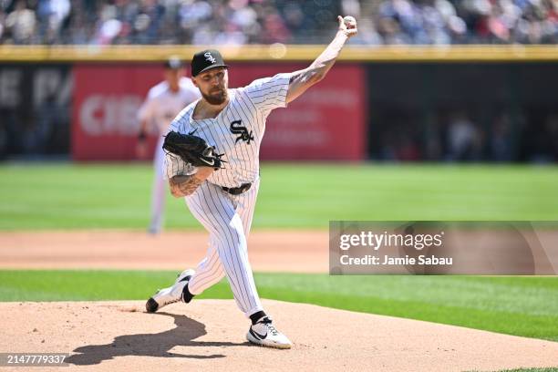 Garret Crochet of the Chicago White Sox pitches in the first inning against the Cincinnati Reds at Guaranteed Rate Field on April 13, 2024 in...