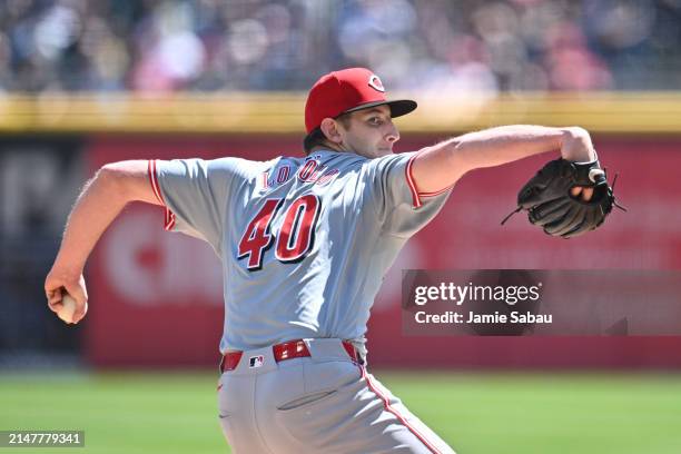 Nick Lodolo of the Cincinnati Reds pitches in the first inning against the Chicago White Sox at Guaranteed Rate Field on April 13, 2024 in Chicago,...