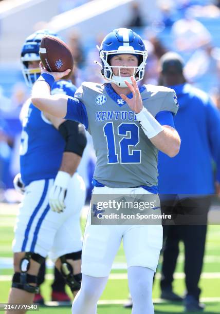 Kentucky quarterback Brock Vandagriff in the Kentucky Wildcats' 2024 spring game on April 13 at Kroger Field in Lexington, KY.