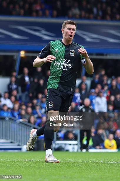 Ben Sheaf of Coventry City reacts during the Sky Bet Championship match between Birmingham City and Coventry City at St Andrews on April 13, 2024 in...