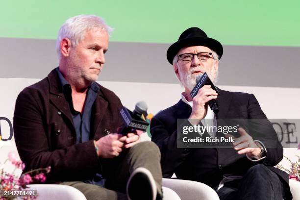 Blake Neely and Gary Goetzman speak on a panel for "Masters of the Air" at Deadline Contenders Television 2024 held at the Directors Guild of America...