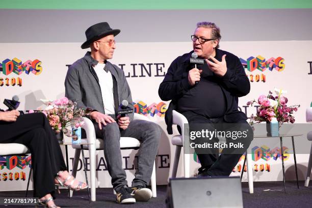 Todd A. Kessler and Lorenzo di Bonaventura speak on a panel for "The New Look" at Deadline Contenders Television 2024 held at the Directors Guild of...