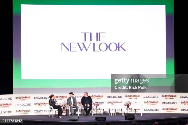 Antonia Blyth, Todd A. Kessler, and Lorenzo di Bonaventura speak on a panel for "The New Look" at Deadline Contenders Television 2024 held at the...