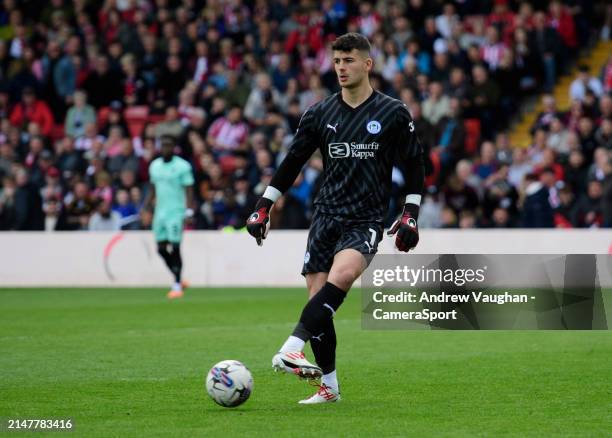 Wigan Athletic's Sam Tickle during the Sky Bet League One match between Lincoln City and Wigan Athletic at LNER Stadium on April 13, 2024 in Lincoln,...