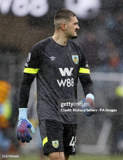 Burnley goalkeeper Arijanet Muric during the Premier League match at Turf Moor, Burnley. Picture date: Saturday April 13, 2024.