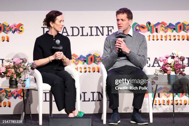 Francesca Delbanco and Nicholas Stoller speak on a panel for "Platonic" at Deadline Contenders Television 2024 held at the Directors Guild of America...