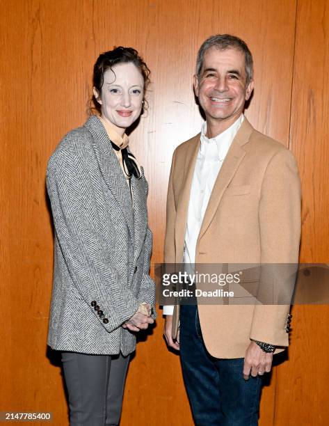 Andrea Riseborough and Victor Levin at Deadline Contenders Television 2024 held at the Directors Guild of America on April 13, 2024 in Los Angeles,...