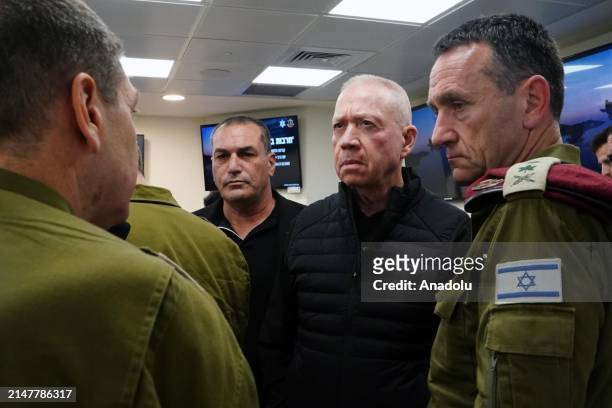 Israeli Defense Minister Yoav Gallant attends the Israel's war cabinet meeting, chaired by Prime Minister Benjamin Netanyahu , held to discuss the...