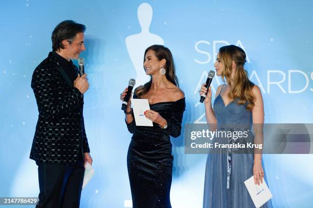 Marco Schreyl, Prof. Dr. Martina Kerscher and Annika Lau at the award ceremony 2024 Spa Awards Gala at Das Achental on April 13, 2024 in Grassau,...