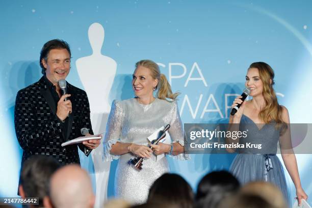 Marco Schreyl, Dr. Susanne von Schmiedeberg and Annika Lau at the award ceremony 2024 Spa Awards Gala at Das Achental on April 13, 2024 in Grassau,...