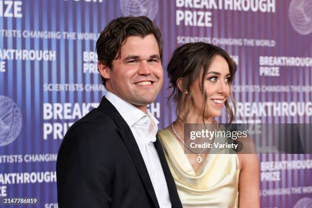 Magnus Carlsen and guest at the tenth Breakthrough Prize ceremony held at the Academy Museum of Motion Pictures on April 13, 2024 in Los Angeles,...