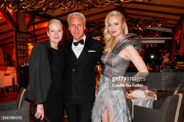 Catharina Christe, Tom Junkersdorf and Franziska Knuppe during the after show party of the 2024 Spa Awards at Das Achental on April 13, 2024 in...