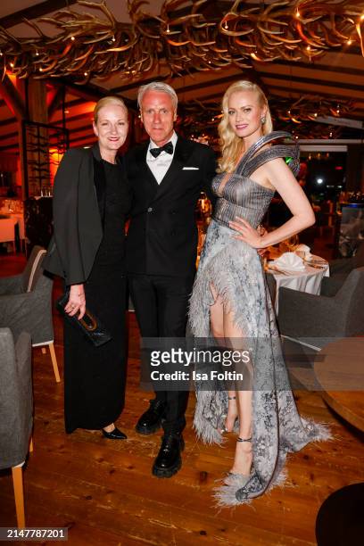 Catharina Christe, Tom Junkersdorf and Franziska Knuppe during the after show party of the 2024 Spa Awards at Das Achental on April 13, 2024 in...
