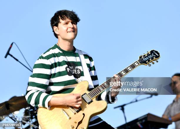 Ezra Koenig of Vampire Weekend performs at the Outdoor stage during the Coachella Valley Music and Arts Festival at the Empire Polo Club in Indio,...