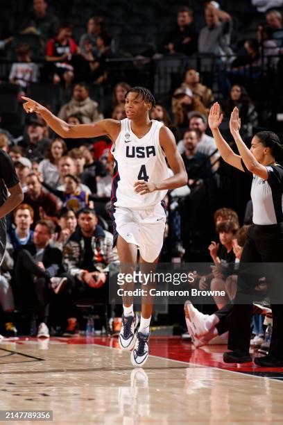 Airious Bailey of Team USA looks on during the game against Team World during the 2024 Nike Hoop Summit on April 13, 2024 at the Moda Center Arena in...