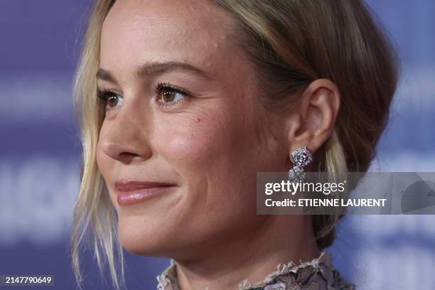 Actress Brie Larson arrives at the Tenth Breakthrough Prize Ceremony at the Academy Museum of Motion Pictures in Los Angeles, California, on April...
