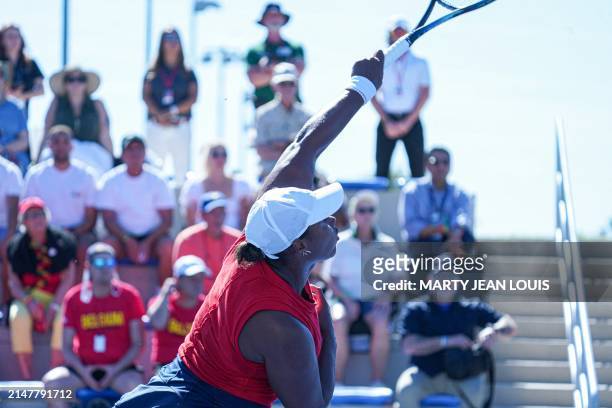 American Taylor Townsend pictured in action during the fourth match between, a doubles match between American pair Dolehind and Townsend and Belgian...