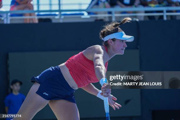 American Caroline Dolehide pictured in action during the fourth match between, a doubles match between American pair Dolehide and Townsend and...