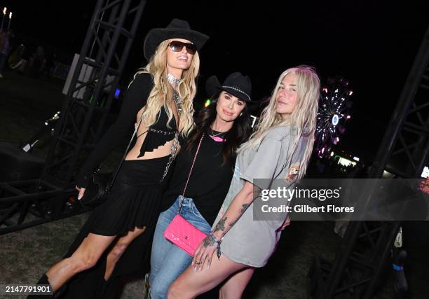 Paris Hilton, Kyle Richards and Kesha at Neon Carnival held during the Coachella Music and Arts Festival on April 14, 2024 in Thermal, California.