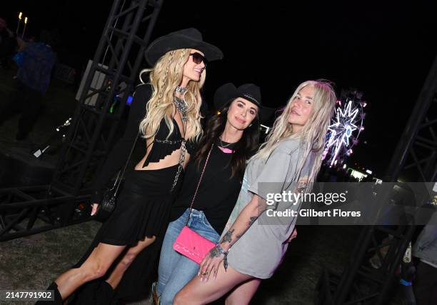 Paris Hilton, Kyle Richards and Kesha at Neon Carnival held during the Coachella Music and Arts Festival on April 14, 2024 in Thermal, California.