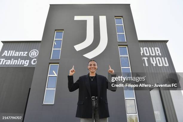 Arianna Caruso poses at Juventus Center Vinovo on April 11, 2024 in Vinovo, Italy.