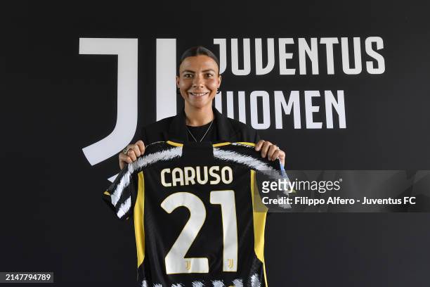 Arianna Caruso poses at Juventus Center Vinovo on April 11, 2024 in Vinovo, Italy.