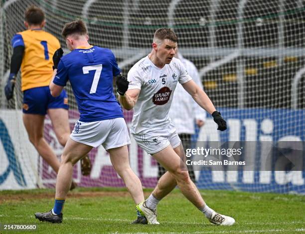 Laois , Ireland - 14 April 2024; Jack Sargent of Kildare celerates scoring a late point to win the game during the Leinster GAA Football Senior...