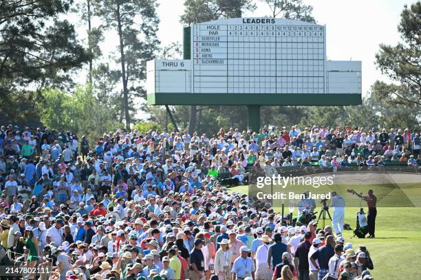 Tiger Woods on the third tee during the final round of Masters Tournament at Augusta National Golf Club on April 14, 2024 in Augusta, Georgia.
