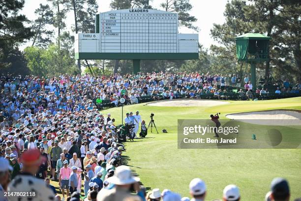 Tiger Woods on the third tee during the final round of Masters Tournament at Augusta National Golf Club on April 14, 2024 in Augusta, Georgia.