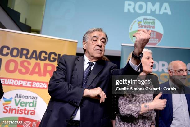 Former Mayor of Palermo Leoluca Orlando participates at the event of the Green Left Alliance entitled: the courage to dare, with the presentation of...