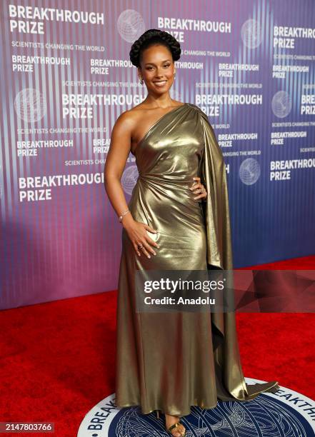 Alicia Keys attends the 10th Annual Breakthrough Prize Awards and Ceremony at the Academy Museum of Motion Pictures in Los Angeles, California,...