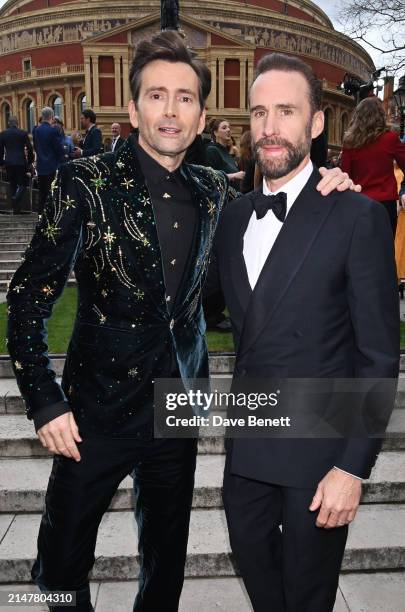 David Tennant and Joseph Fiennes attend The Olivier Awards 2024 at Royal Albert Hall on April 14, 2024 in London, England.