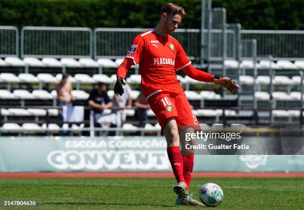 Elias Olafsson of CD Mafra in action during the Liga Portugal 2 match between CD Mafra and CD Feirense at Estadio do Parque Desportivo Municipal de...