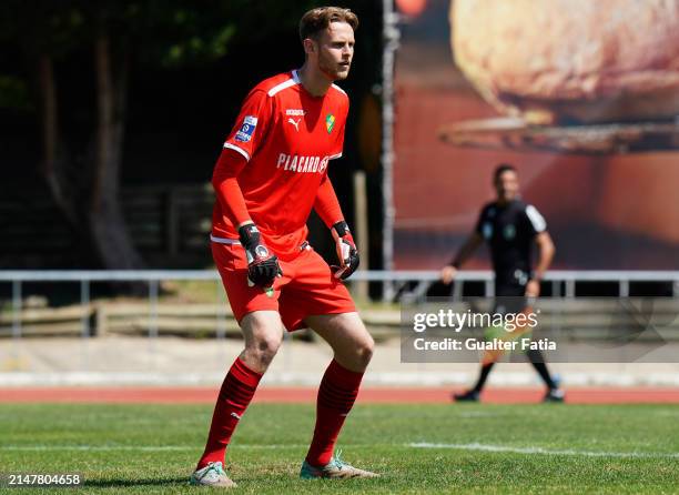 Elias Olafsson of CD Mafra in action during the Liga Portugal 2 match between CD Mafra and CD Feirense at Estadio do Parque Desportivo Municipal de...