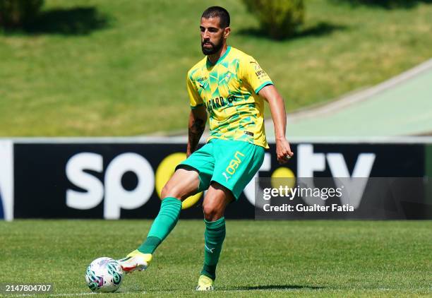 Joao Goulart of CD Mafra in action during the Liga Portugal 2 match between CD Mafra and CD Feirense at Estadio do Parque Desportivo Municipal de...