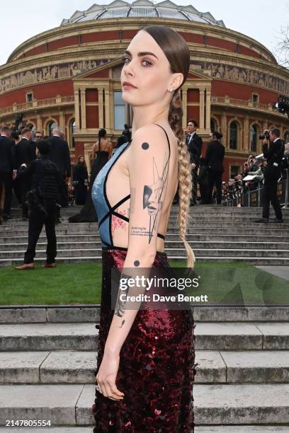 Cara Delevingne attends The Olivier Awards 2024 at Royal Albert Hall on April 14, 2024 in London, England.