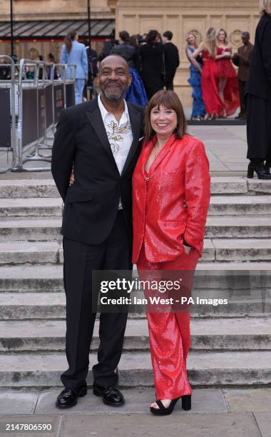 Lenny Henry and Lisa Makin attending the Olivier Awards at the Royal Albert Hall, London. Picture date: Sunday April 14, 2024.