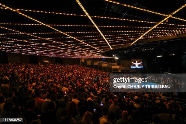 Fans attend a World Championship Sumo event at The Theater at Madison Square Garden in New York on April 13, 2024. World Championship Sumo features...