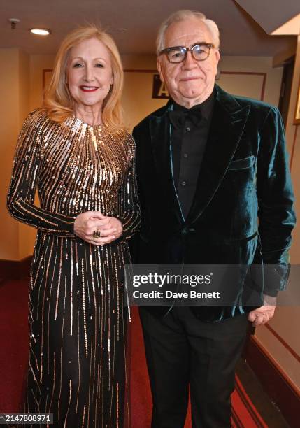 Patricia Clarkson and Brian Cox pose backstage during The Olivier Awards 2024 at Royal Albert Hall on April 14, 2024 in London, England.