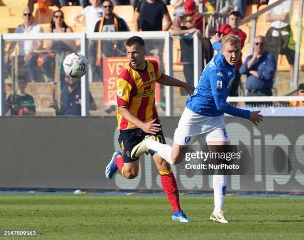 Viktor Kovalenko of Empoli FC is playing during the Serie A TIM match between US Lecce and Empoli FC in Lecce, Italy, on April 13, 2024.